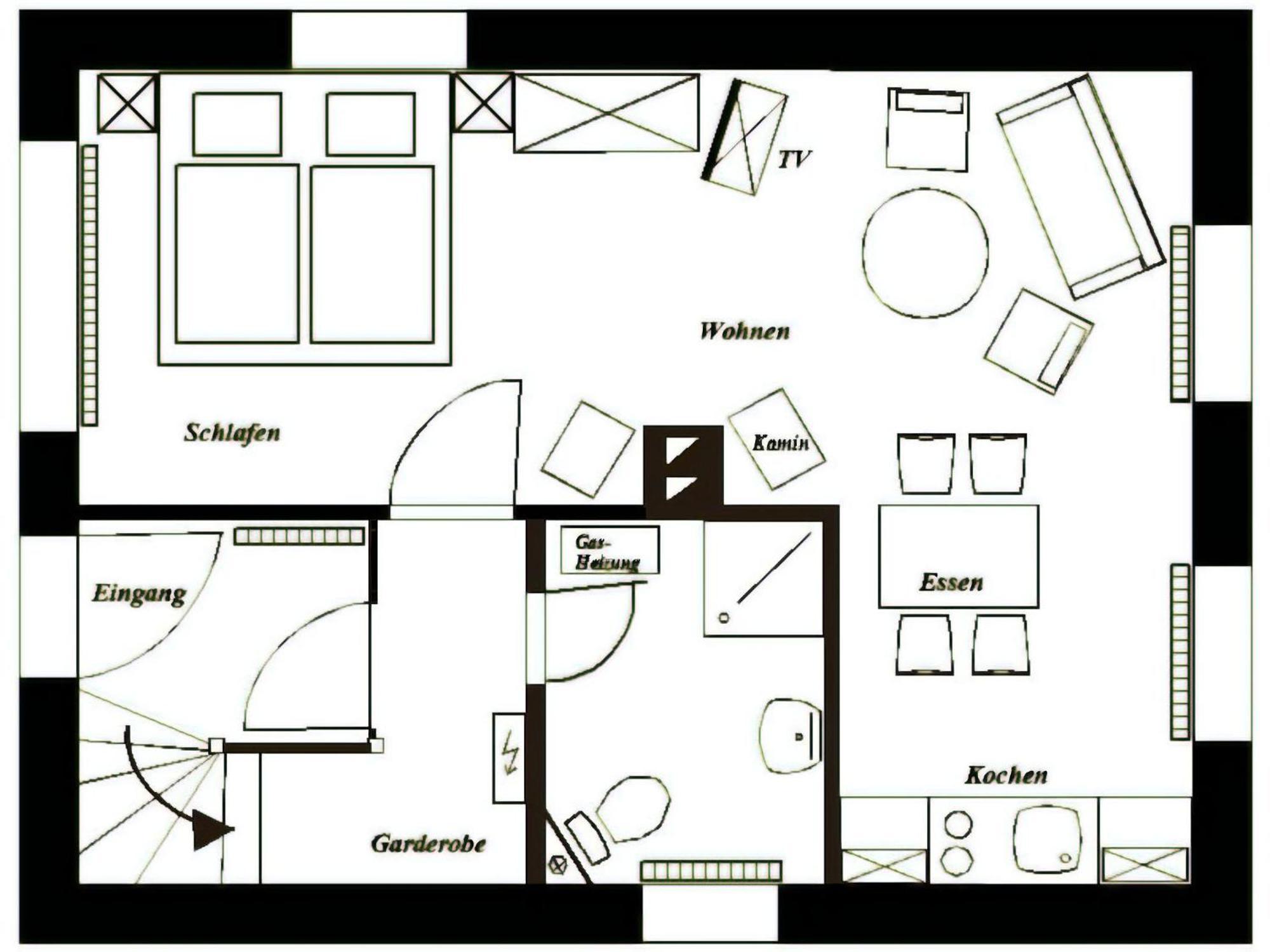 Gemuetliche Einraumwohnung Im Erdgeschoss Mit Doppelbett Und Kaminofen Benneckenstein Exteriör bild